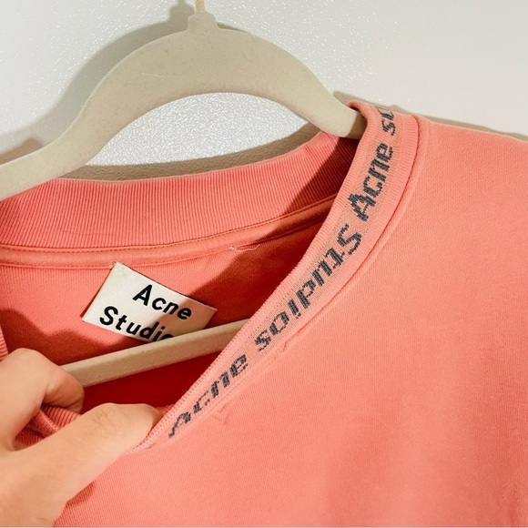 Acne Studios Yana Rib Pullover Sweatshirt Pink Barbiecore Athleisure Loungewear - Picture 8 of 9